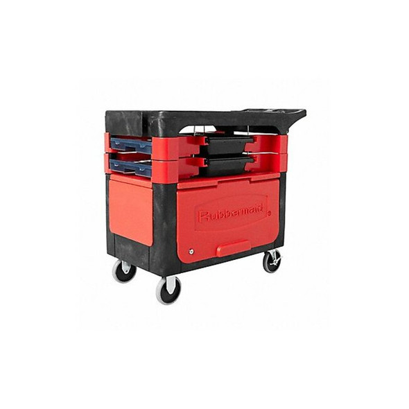 Rubbermaid Commercial Trade Cart/Service Bench,38 In. L,Black FG618088BLA