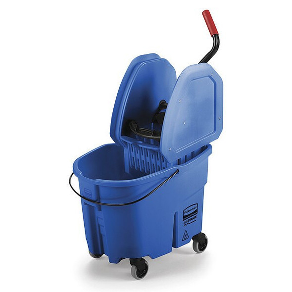 8 3/4 gal WaveBrake Down Press Mop Bucket and Wringer, Blue, Polypropylene
