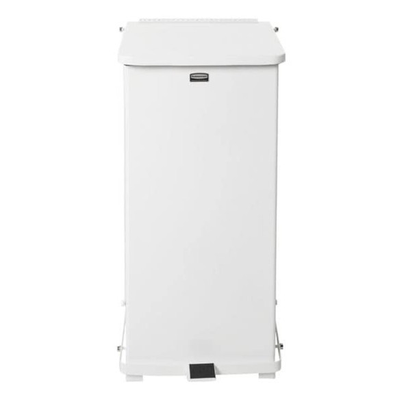 Defender 13 gal Square Step-On Can, White, Foot Pedal, Steel, 15 in  FGST24EPLWH