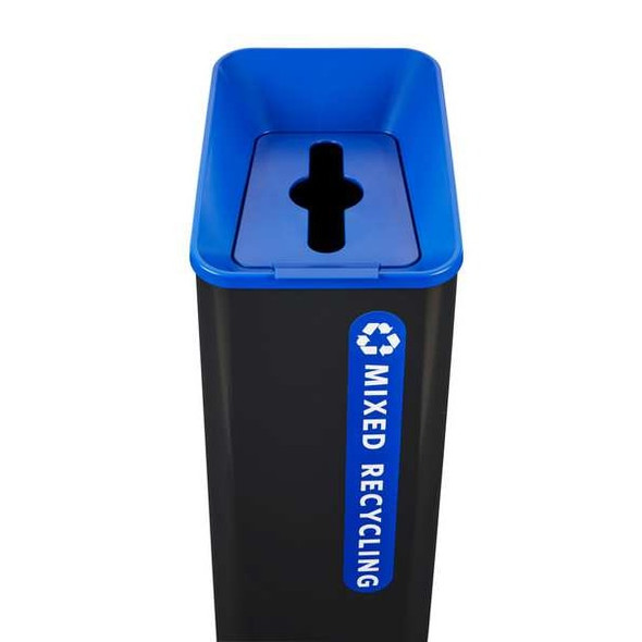 Rubbermaid Commercial 15 gal Square Recycling Can, Flat with Top Opening, Black, 1 Openings 2078994