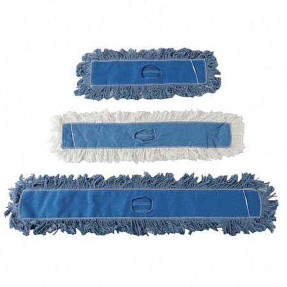 36 in L Flat Dust Mop, Slide On Connection, Cut-End, Blue, Cotton  FGK15500BL00
