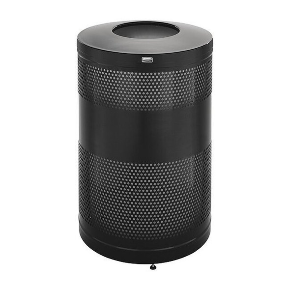 Classics 51 gal Round Outdoor Can, Black, None, Steel, Not Applicable