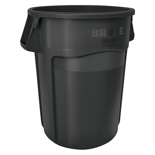 BRUTE 44 gal Round Heavy Duty Plastic Can, Black, None, Plastic, Not Applicable