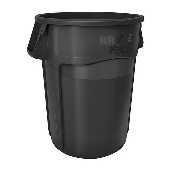 BRUTE 44 gal Round Heavy Duty Plastic Can, Black, None, Plastic, Not Applicable
