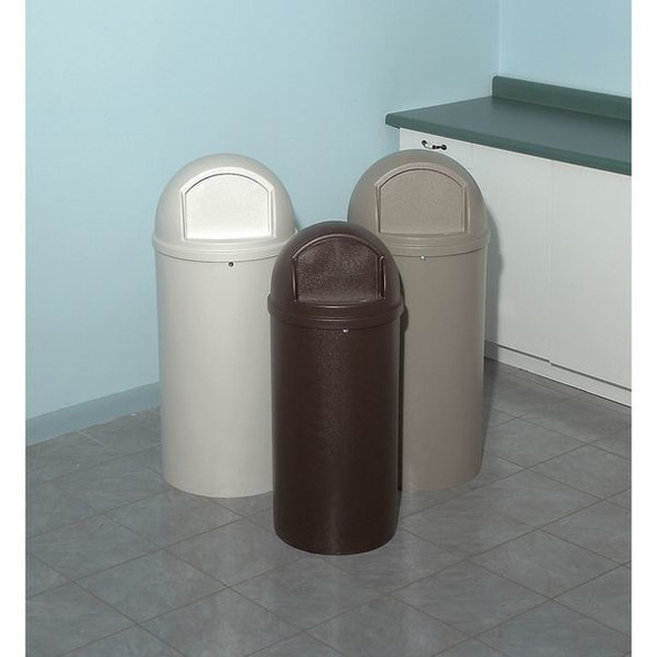 Marshal 25 gal Round Indoor Plastic Can, Black, None, Plastic, Not Applicable