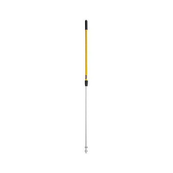 48" to 72" Push In Telescopic Handle, 1 1/8 in Dia, Yellow, Aluminum