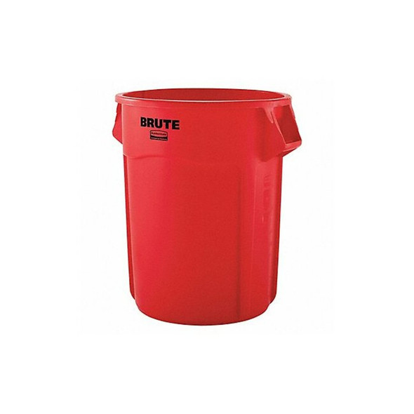 BRUTE Trash Can, Round, 55 gal Capacity, 26 1/2 in W, 33 in H, Red