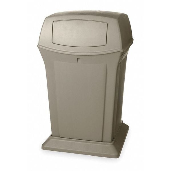 Ranger(R) 45 gal Square Outdoor Can, Black, None, Plastic, 24 7/8 in