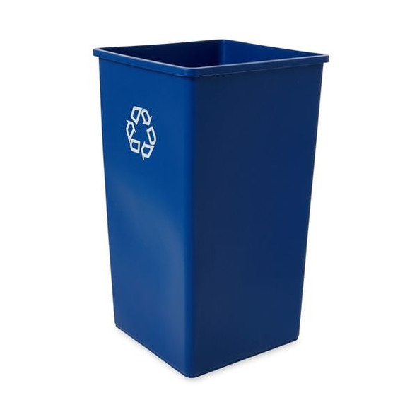 50 gal Square Recycling Bin, Open Top, Gloss Brass/Satin Brass, Plastic, 1 Openings