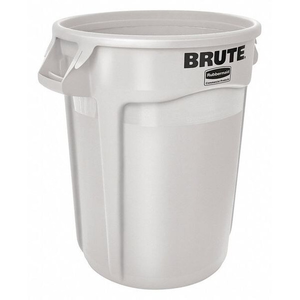 BRUTE 32 gal Round Heavy Duty Plastic Can, White, None, Plastic, Not Applicable