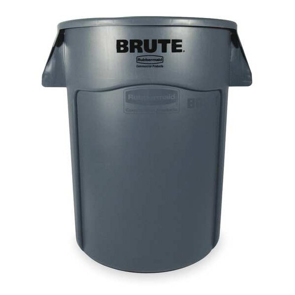 BRUTE Trash Can, Round, 55 gal Capacity, 26 1/2 in W, 33 in H, Gray