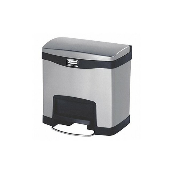 Rubbermaid Commercial Step-On Trash Container, Blk, 4 gal, SS 1901982 Rubbermaid Commercial Step-On Trash Container, Blk, 4 gal, SS 1901982