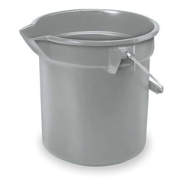 3 1/2 gal Round Bucket, 11-1/4 in H, 12 in Dia, Gray, Plastic