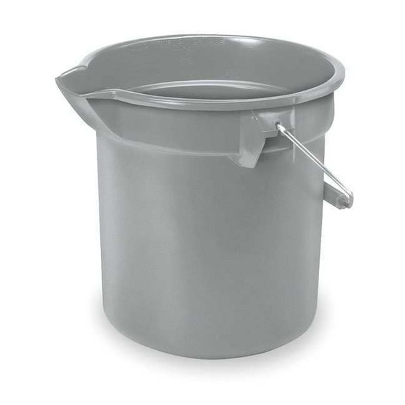 3 1/2 gal Round Bucket, 11-1/4 in H, 12 in Dia, Gray, Plastic
