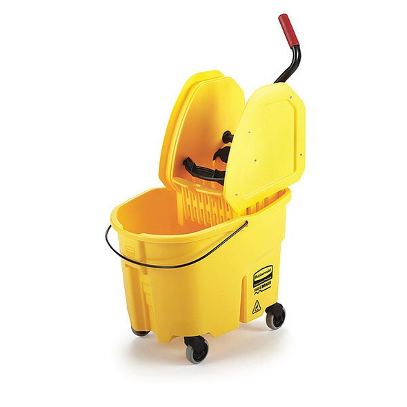 8 3/4 gal WaveBrake Down Press Mop Bucket and Wringer, Yellow, Polypropylene