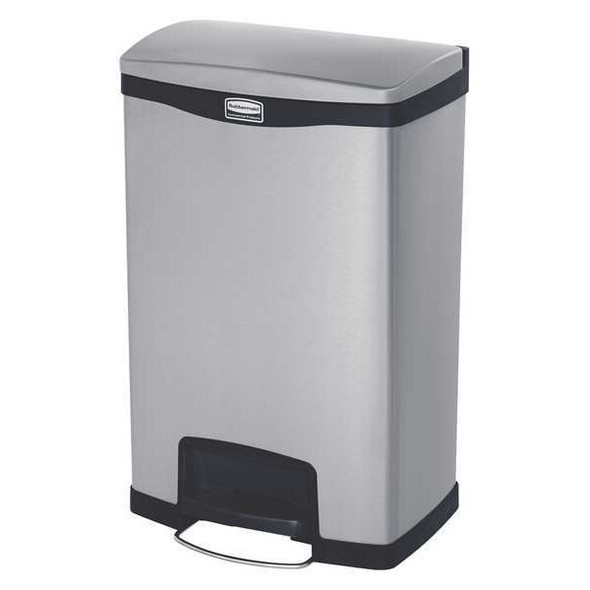 Rubbermaid Commercial Step-On Trash Container, Blk, 13 gal, SS 1901992 Rubbermaid Commercial Step-On Trash Container, Blk, 13 gal, SS 1901992