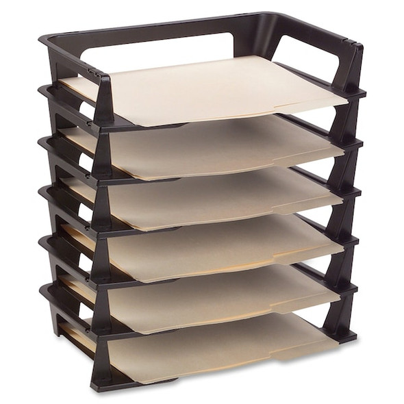 File Holder, Black, Plastic, 9 in W, 15 15/64 in L, 2 3/4 in H, 9.1" D, 6 Number of Compartments