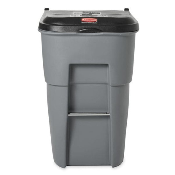 BRUTE 95 gal Rectangular Rolling Plastic Can, Gray, None, Plastic, 27 3-8 in  FG9W2200GRAY