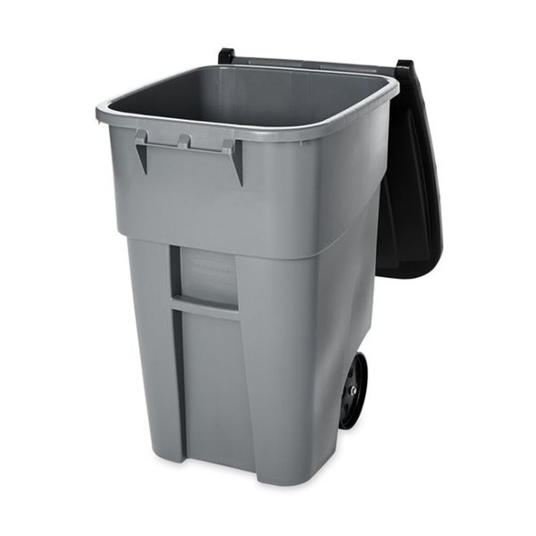 BRUTE 50 gal Rectangular Rolling Plastic Can, Gray, None, Plastic, 23 3-8 in  FG9W2700GRAY