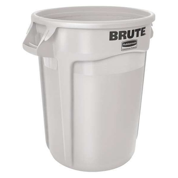 BRUTE 20 gal Round Heavy Duty Plastic Can, White, None, Plastic, Not Applicable