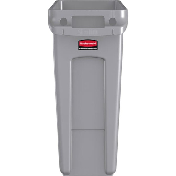 Slim Jim 16 gal Rectangular Slim-Profile Plastic Can, Gray, None, Plastic, 11 in  1971258