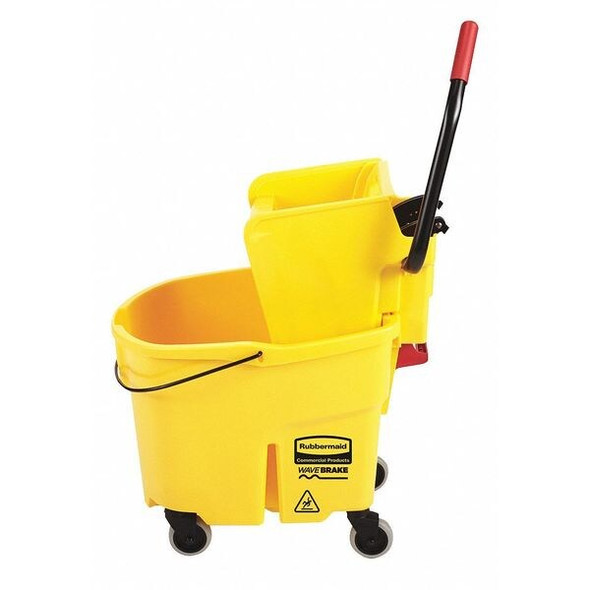 8 3/4 gal WaveBrake Side Press Mop Bucket and Wringer, Yellow, Polypropylene