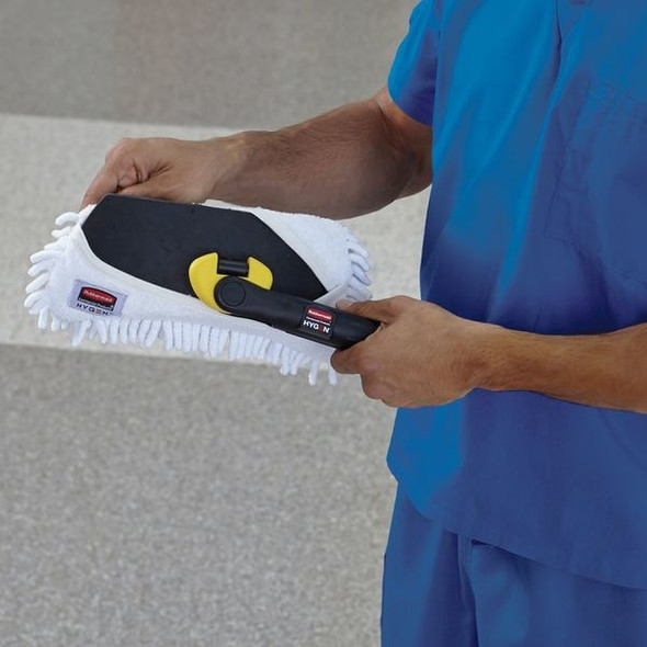 Rubbermaid Commercial 13-1/8" Slide On Dust Mop Frame, Black/Yellow, Rubber FGQ85500BK00