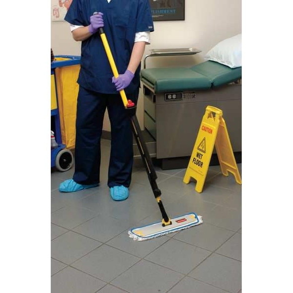 18 in L Flat Dust Mop, Hook-and-Loop Connection, Pad End, White, Microfiber