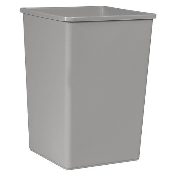 Untouchable(R) 35 gal Square Indoor Plastic Can, Gray, None, Plastic, 19 1/2 in