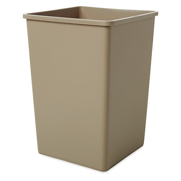 Untouchable(R) 35 gal Square Indoor Plastic Can, Beige, None, Plastic, 19 1/2 in