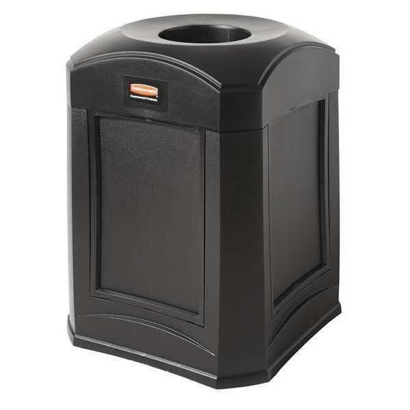 Landmark Series(R) 35 gal Square Outdoor Can, Black, None, Plastic, 24 in