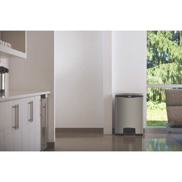 Slim Jim Step-On 24 gal Rectangular Step-On Can, Black, Foot Pedal, Stainless Steel, 16 1/4 in