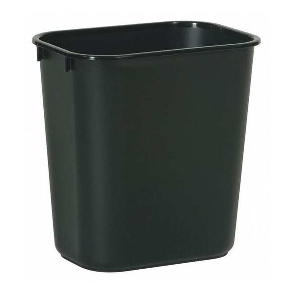 Deskside 3 gal Rectangular Indoor Plastic Can, Black, None, Plastic, 8 1/4 in