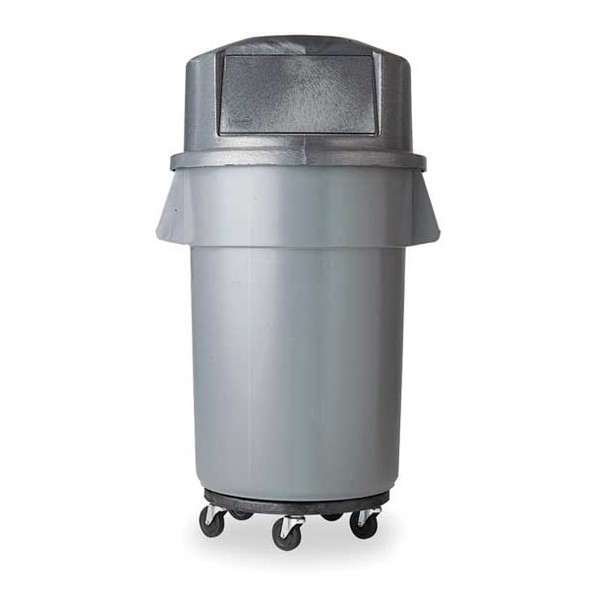 BRUTE(R) 32 gal Trash Can Lid, Dome with Push Door Gray, Resin, 1 Openings 22 3/4 in W/Dia