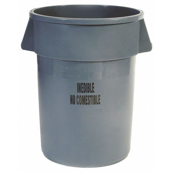 BRUTE 44 gal Round Heavy Duty Plastic Can, Gray, None, Plastic, Not Applicable
