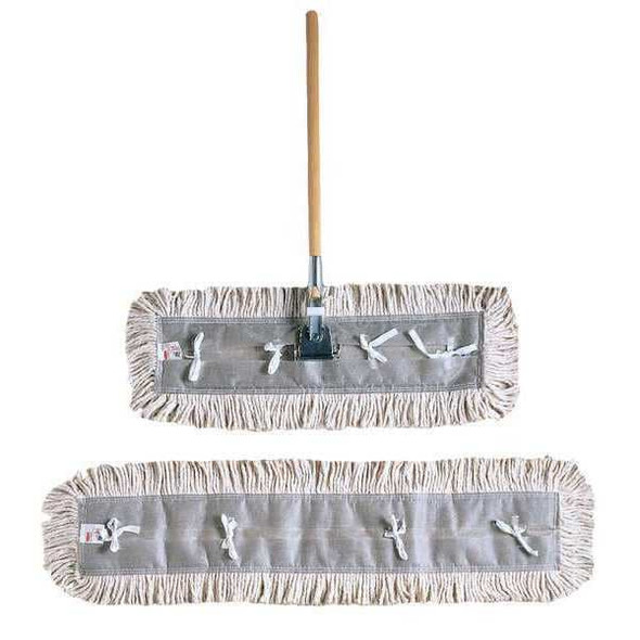 24 in L Dust Mop, Slide On Connection, Cut-End, White, Cotton, FGL15300WH00