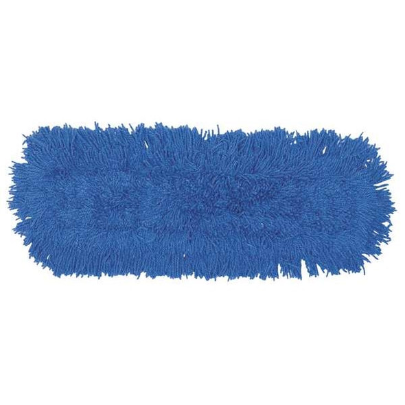 36 in L Flat Dust Mop, Slide On Connection, Looped-End, Blue, Synthetic