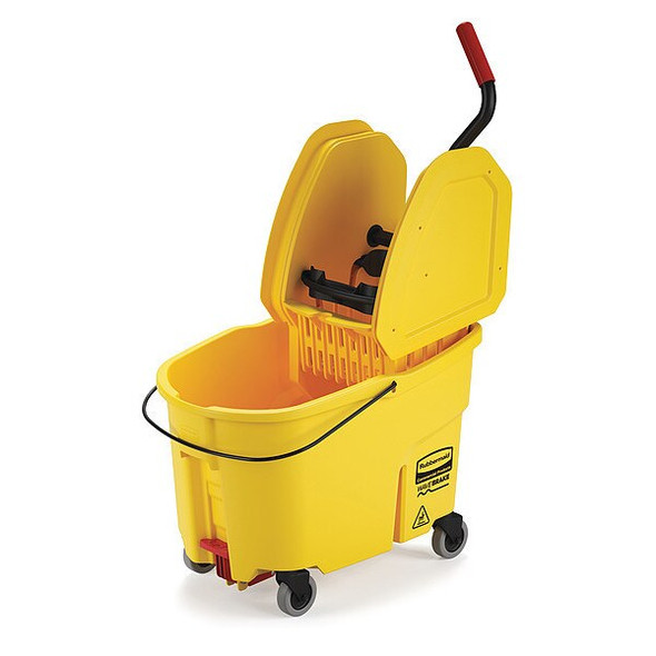 11 gal WaveBrake Down Press Mop Bucket and Wringer, Yellow, Polypropylene