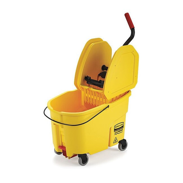 11 gal WaveBrake Down Press Mop Bucket and Wringer, Yellow, Polypropylene