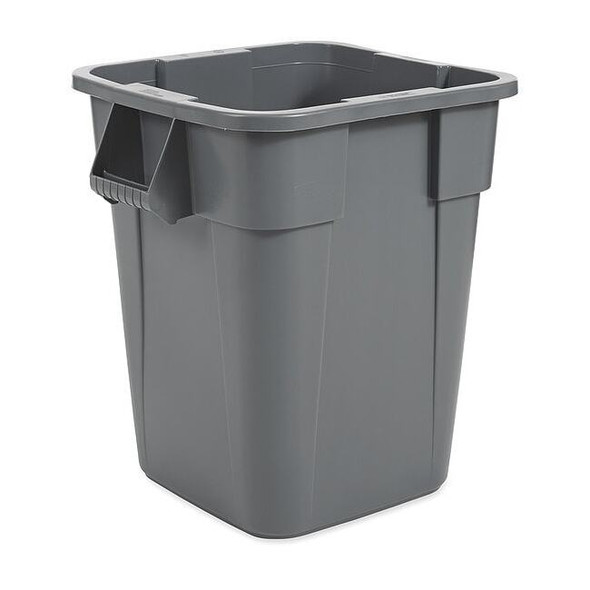 BRUTE 40 gal Square Heavy Duty Plastic Can, Gray, None, Plastic, 23 1/2 in