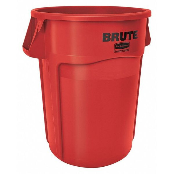 BRUTE 44 gal Round Heavy Duty Plastic Can, Red, None, Plastic, Not Applicable
