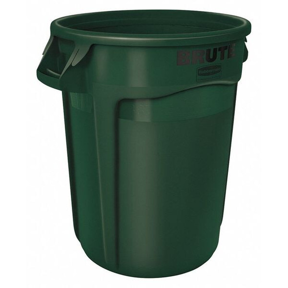 BRUTE 32 gal Round Heavy Duty Plastic Can, Green, None, Plastic, Not Applicable