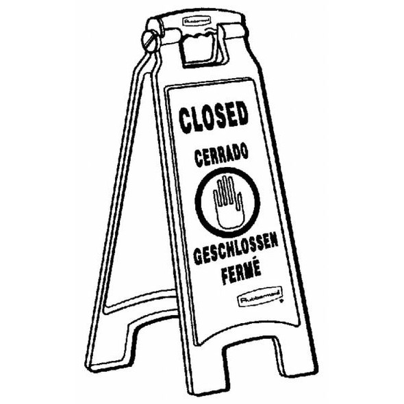 Closed Floor Sign, 25 in Height, 11 in Width, HDPE, Triangle, English, French, German, Spanish