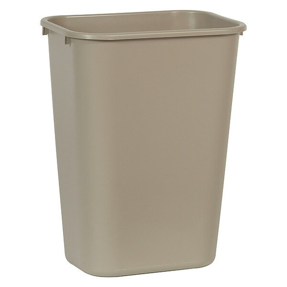 Deskside 10 gal Rectangular Indoor Plastic Can, Beige, None, Plastic, 11 in