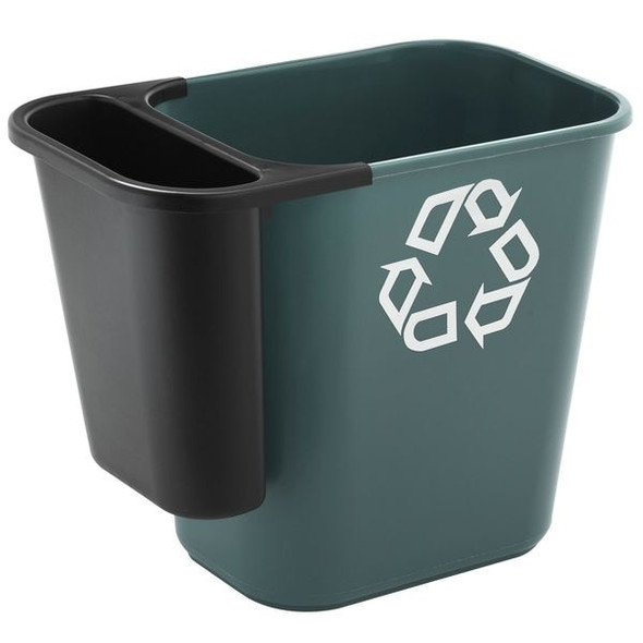 1.1875 gal Rectangular Recycling Bin, Open Top, Black, Polyethylene, 1 Openings