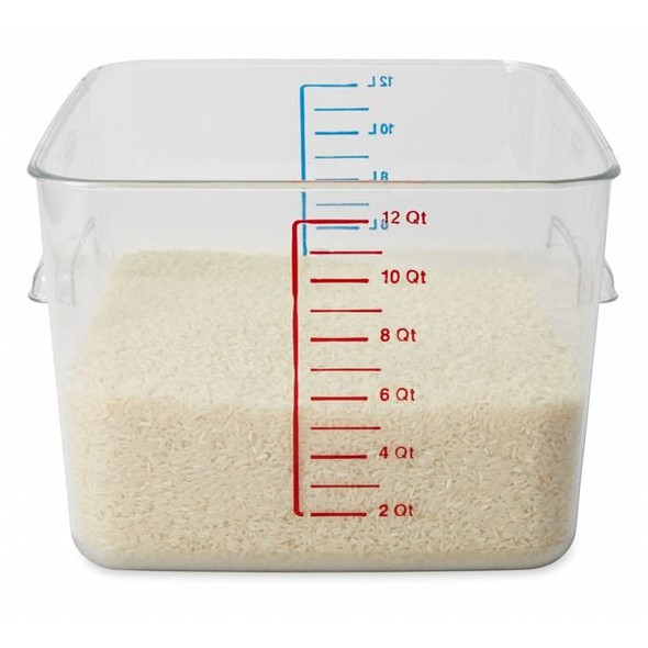 Rubbermaid Commercial Square Storage Container,12 qt,Clear FG631200CLR