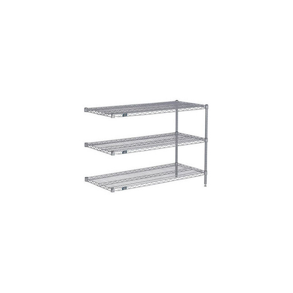 Nexel 3 Shelf Nexelate Silver Epoxy Wire Shelving Unit Add On 30""W x 24""D x 34