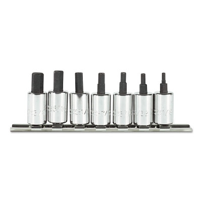 7 Piece Short Hex Bit Socket Sets, 3/8 in