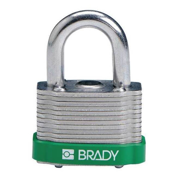Keyed Padlock, Open, Rectangular Steel Body, Hardened Steel Shackle, 23/32 in W
