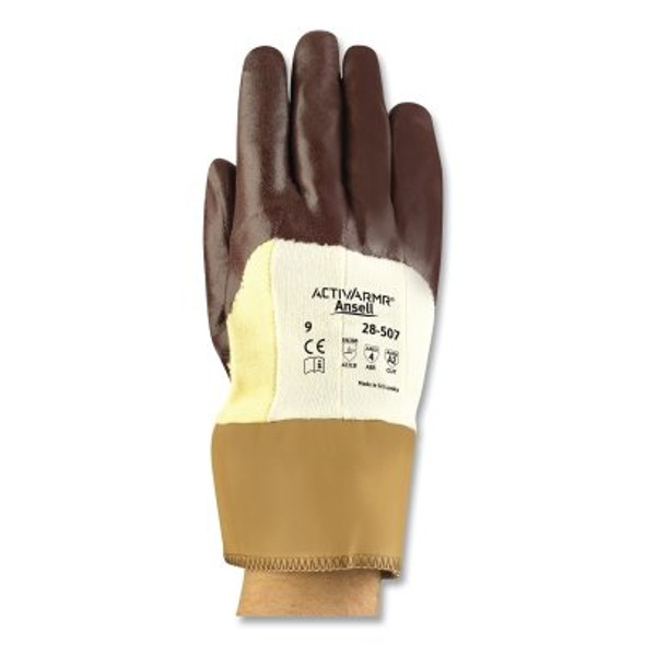 28-507 Coated Gloves, Nitrile Coated, Size 8, Brown Pack of 12